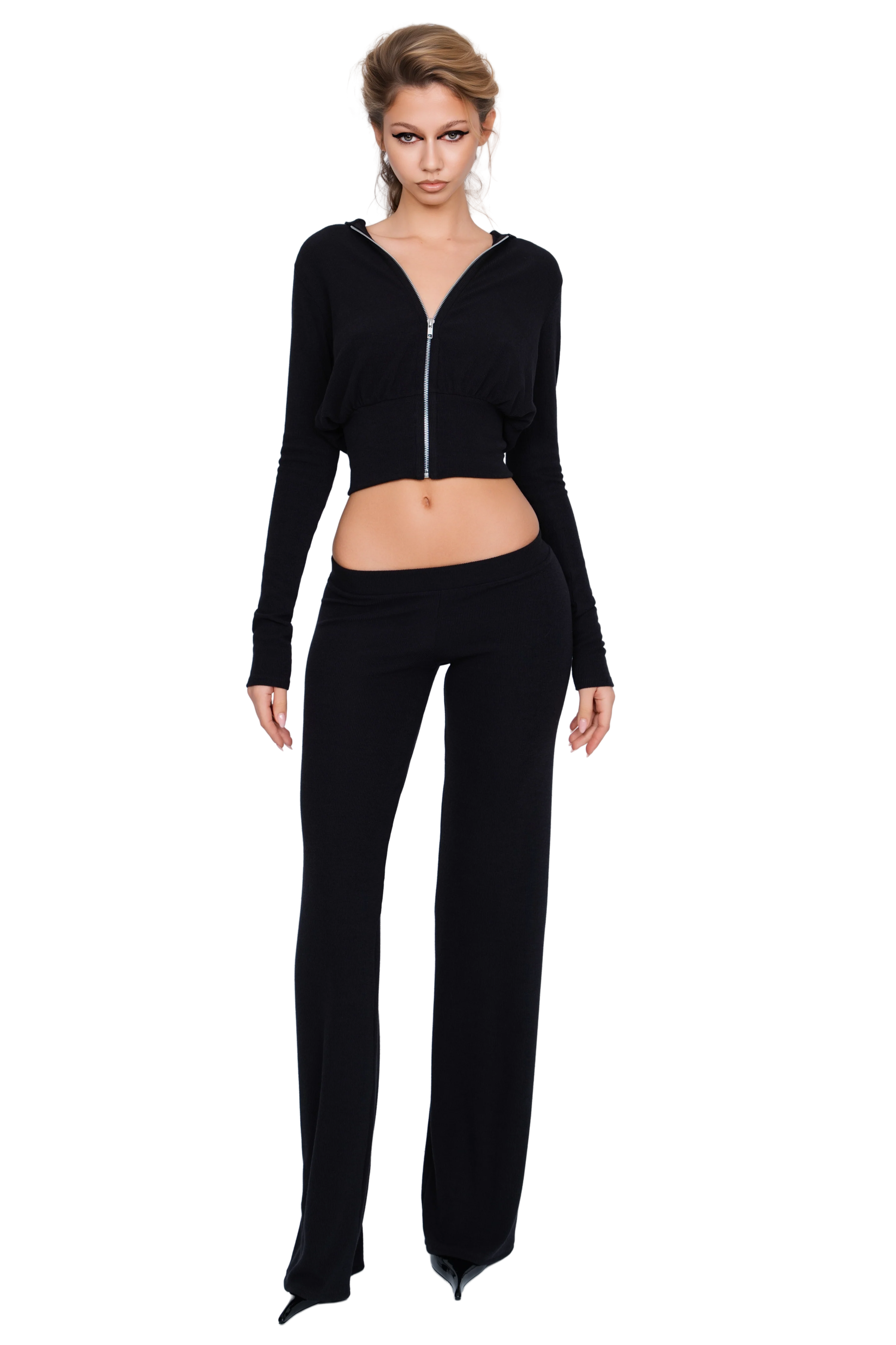 Pordena Ribbed Zip Hoodie - Obsidian Rib - Image 4